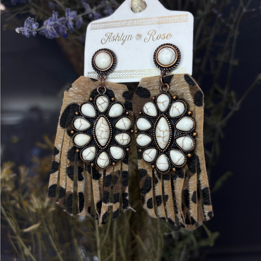 White and Brown Statement Earrings